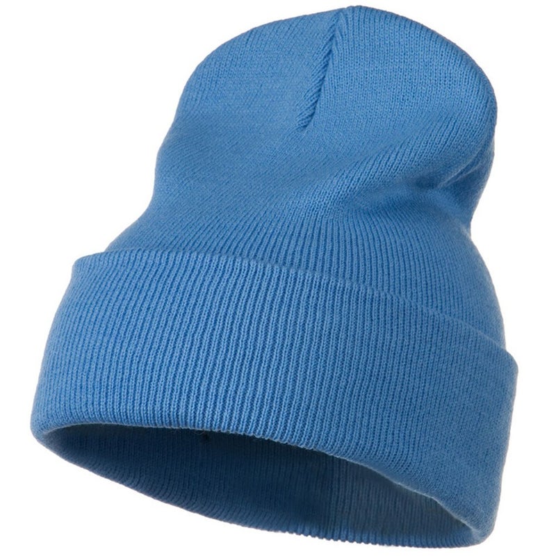 MG 12 Inch Long Knitted Beanie - Sky Blue OSFM W1 - Image 1